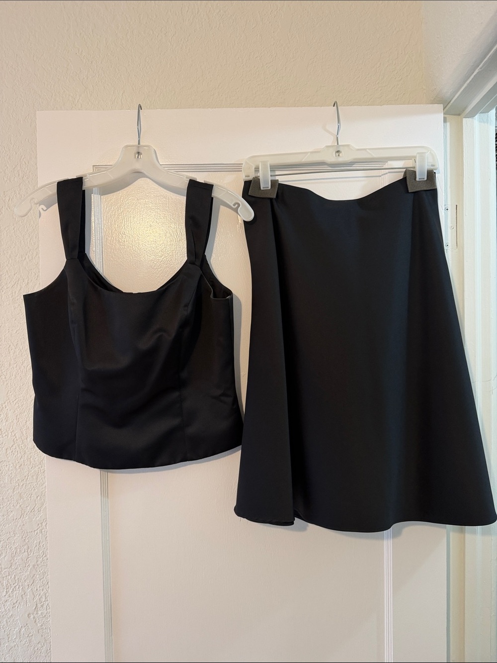 Prom, wedding, or formal. Black Women's Corset Top & A-Line Skirt.